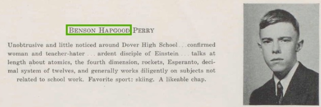 Dover High School Yearbook Entry, Class of 1944. via ancestry.com.